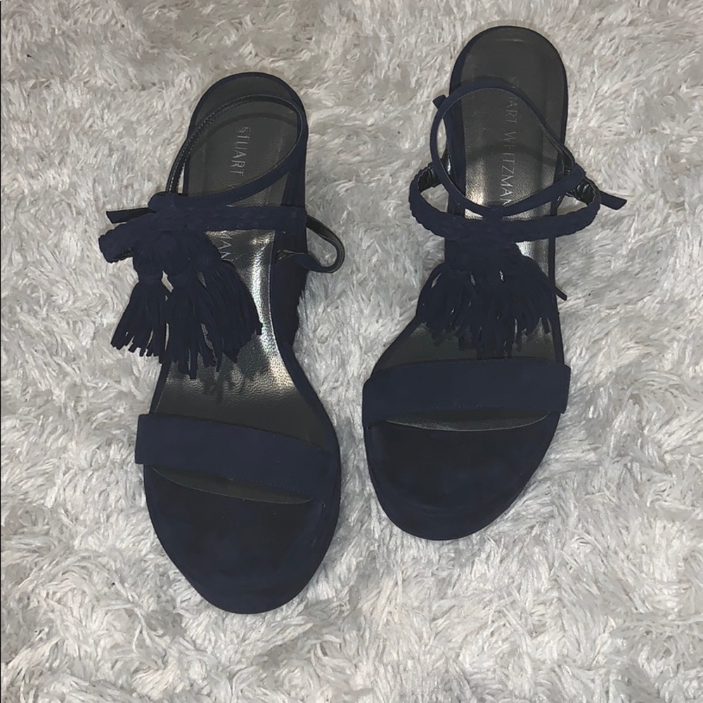 Navy blue Stuart Weitzman wedges, never worn